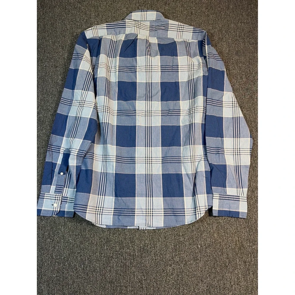 J.Crew Slim Secret Wash Shirt Mens Medium Blue Plaid Organic Cotton AP904 NEW